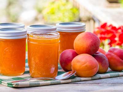canned apricot jam and apricots